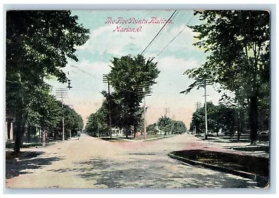 1909 Five Points Flatiron Road Street Exterior Marion Ohio OH Vintage Postcard • $6.47