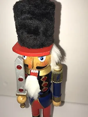 Nutcracker Soldier With Sword And Top Hat 15 Inch Blue Deluxe Holiday Decor • $45