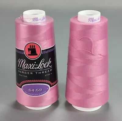 Maxi-Lock Serger Thread # 32345 Mauve Pink Polyester 3000 Yards Lot Of 2 Used • $8.23