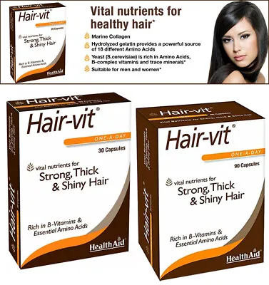 HealthAid Hair-Vit Capsules - Choose Multiple Pack (30 / 90 Capsules) • £12.35