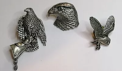 A R Brown Pewter Eagle Head Falcon Barn Owl Birds Of Prey Collectible Pin Badge • £35