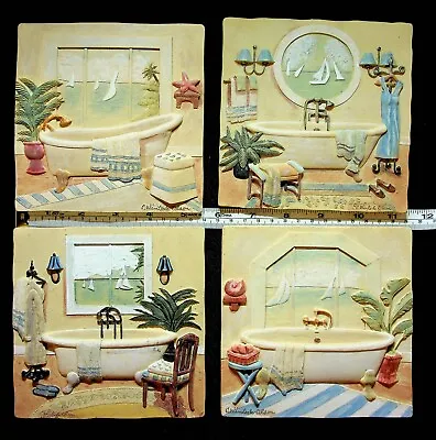 4 C WINTERLE OLSON Bathroom Wall Art Tiles 5.5”x5.5” 3D Bathroom View Scene • $23.99