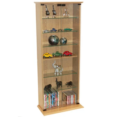 £134.99 • Buy BOSTON- Glass Collectable Display Cabinet  CD DVD Storage Shelves  Beech MS1013
