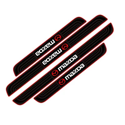 $13.88 • Buy X4 Black Rubber Car Door Scuff Sill Cover Panel Step Protectors For Mazda Trims
