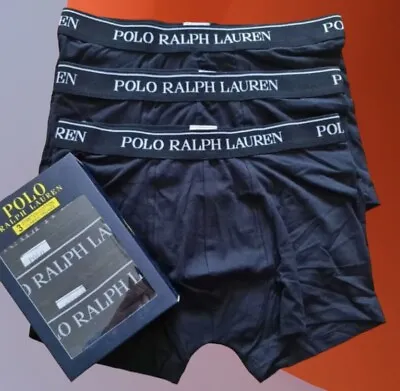 Polo Ralph Lauren Mens Classic Fit Boxers Three In One Box- All Black • £19.99