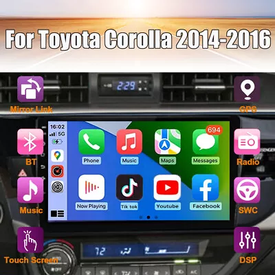 Android 13 Apple Carplay Car Radio For Toyota Corolla 2014-2016 GPS Stereo 32GB • $126.99