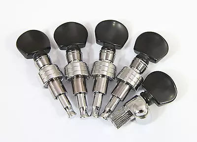 5 String Banjo Tuning Pegs Chrome Plated Black Plastic Buttons 328C-BX • $64.54