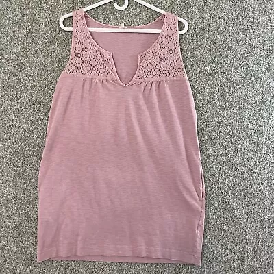 J Crew Sleeveless Tunic Top Size Small Pink Eyelet V Neck Side Pockets Boho  • $14.99