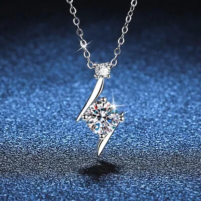 925 Sterling Silver Necklace 1 Carat Moissanite Lightning Star Collarbone Chain • $19.87