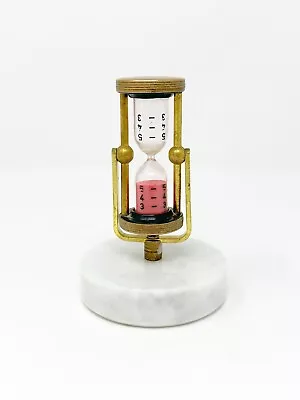 Telephone Timer Hourglass Brass With Marble Base Pink Sand 5 Minute Vintage • $33.12