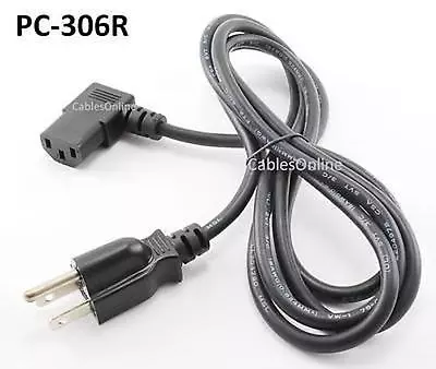 6ft Right-Angle AC Power Cord Cable With 3-Conductor PC Power Connector PC-306R • $7.99