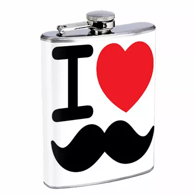 Cute Mustache D2 8oz Stainless Steel Hip Flask • $14.95