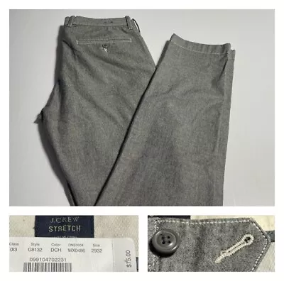 NWT J Crew Stretch Chambray Pants Gray Flat Front Chinos 29 (retail $75) • $24.95