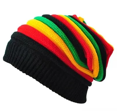 Jamaican Rasta Style Reggae Hat Jamaican Pom Slouch Cotton Winter Stripe Gorro • $18.75