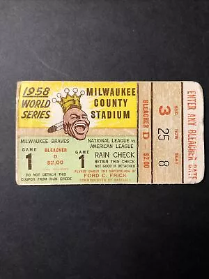 1958 World Series Milwaukee Braves Vs. New York Yankees. Game 1 Braves 4-3 • $99