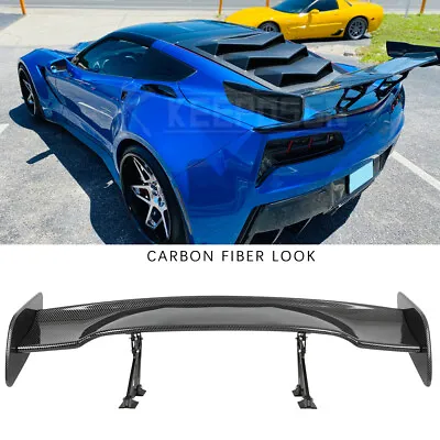 46  For Chevy Corvette C7 ZR1 Z06 GT-Stryle Rear Trunk Spoiler Wing CARBON Look • $151.31