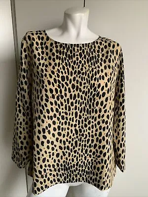 J.Crew Large 3/4 Sleeve Leopard Print Pullover Tan Blouse • $9.99