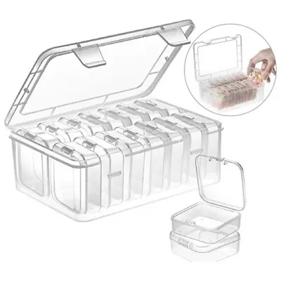 £9.49 • Buy Mini Clear Plastic Beads Storage Container Box Organizer Boxes With Hinged Lid