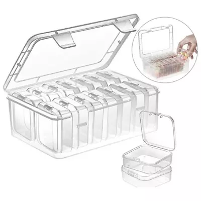 £9.49 • Buy Mini Clear Plastic Beads Storage Container Box Organizer Boxes With Hinged Lid