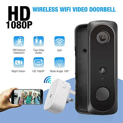 Wi-Fi Doorbell Video Audio Chime Intercom HD 2-Way Security Camera PIR Door Bell • £35.99