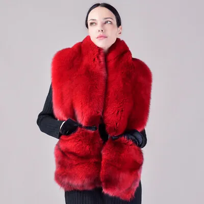 Luxury Women's Winter Genuine Fox Fur Wraps Scarves Thick Neck Warmer Big Shawl • $205.03