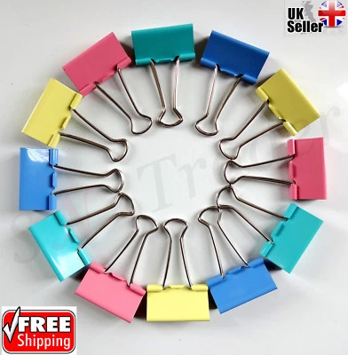 £2.99 • Buy 15/32/40mm Foldback Metal Paper Clips File Binder Clip Assorted Colour UK Seller