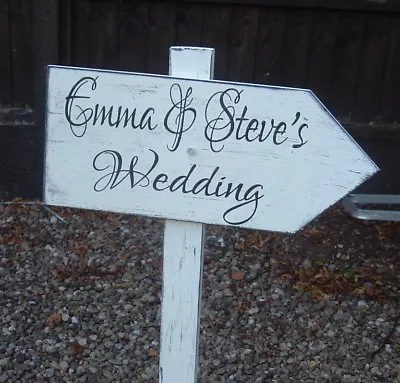 £15.99 • Buy Shabby & Chic Wedding Arrow Sign Large Personalised This Way Venue Decoration 
