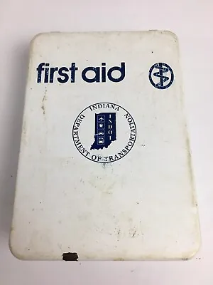 Vtg INDOT Indiana Department Of Transportation First Aid Kit In Metal Case • $14.99