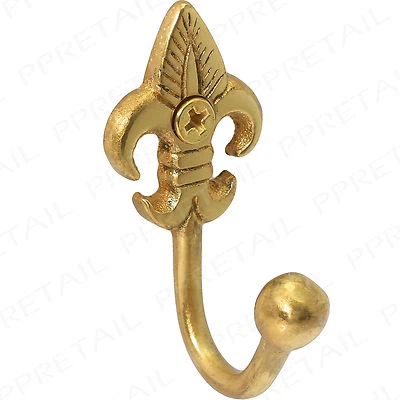 £9.23 • Buy BRASS BALL END FLEUR DE LYS Tie Backs 10x Polished Metal Curtain Tassel Hook New