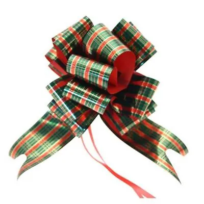 Tartan Pull Bows 50mm Wedding Car Gift Wrap Party Poly Floristry Bow • £2.79