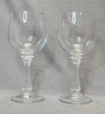 Vintage Seasons Pattern By Javit Crystal Wine Glass Goblets 8oz Set Of 2 Glasses • $9