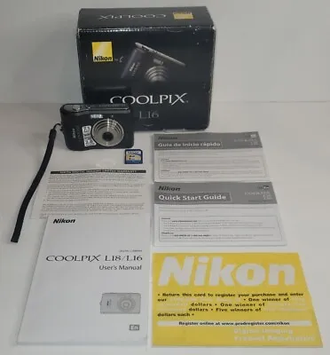 Nikon COOLPIX L16 7.1MP Digital Camera Matte Black For Parts/Repair 9.5/10 • $49.99