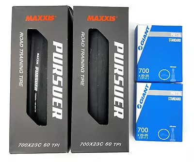 Maxxis Pursuer Bundle 2 X 700x23c 60TPI Foldable Road Tyres + 2 Tubes • $79.95