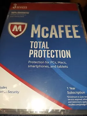 BRAND NEW  McAFEE Antivirus Total Protection 2017 (3 Devices) Factory Sealed • $25.01