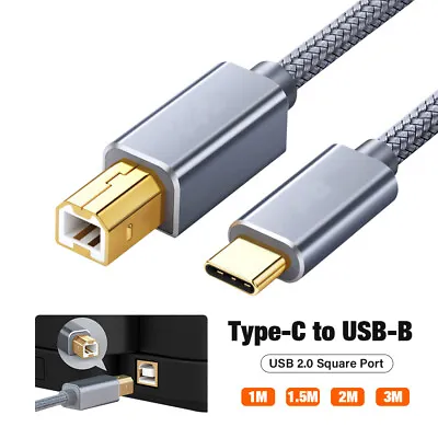 $13.69 • Buy USB Type C To USB B 480Mbps Braided Printer Scanner Cable For Epson HP MacBook
