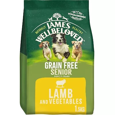 1.5kg James Wellbeloved Natural Grain Free Senior Dry Dog Food Biscuits Lamb • £13.21