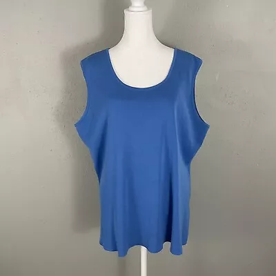 Ming Wang $160 Knit Tank Top Women’s 1X Blue Sleeveless Scoop Neck Stretchy • $39.90