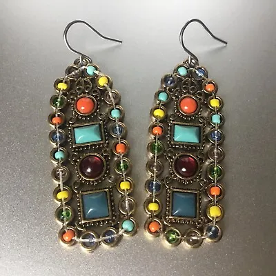 Beaded Moroccan Or Indian Style Earrings Drop Dangle Hook • $12