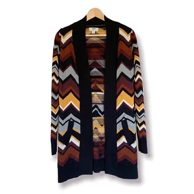 MISSONI For Target Size S Open Front Cardigan Long Sleeve Chevron Brown Sweater • $23.99