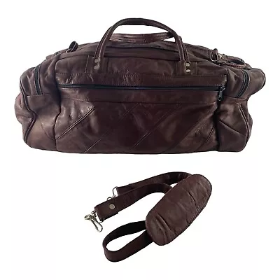 Handmade Leather Duffel Gym Luggage Luciana Piel Weekend Overnight Travel Mexico • $36.62