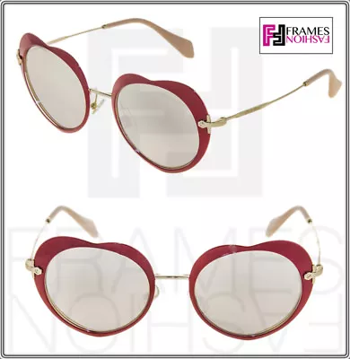 MIU MIU COLLECTION 54R Metal Heart Red Pink Silver Mirrored Sunglasses MU54RS • $172.08