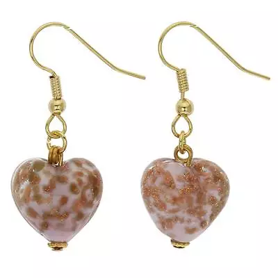 GlassOfVenice Murano Glass Starlight Hearts Earrings - Rose Pink • $39.95