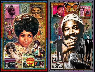 Aretha Franklin & Marvin Gaye 2 11x17  Tribute Posters  Vivid Colors!   • $15