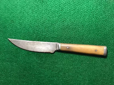 Vintage Late 1800's Carbon Steel Paring Knife Bone Handle Pewter Bolster  Pommel • $15.05