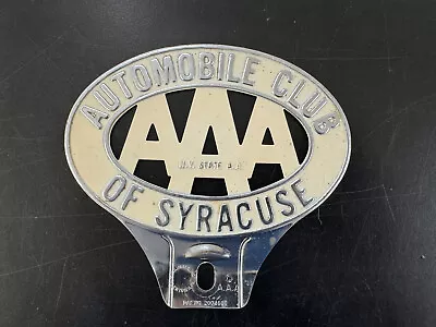 Vintage AAA AUTOMOBILE OF SYRACUSE License Plate Badge Car Club • $24.99