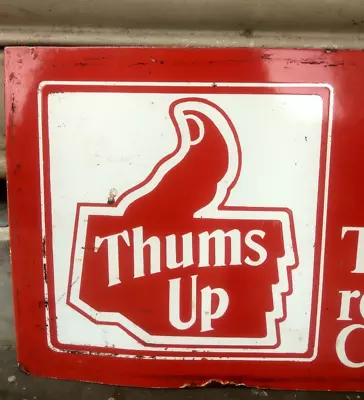 Vintage Original Porcelain Enamel Sign Thums Up The Refreshing Cola Soft Drink # • $285.64