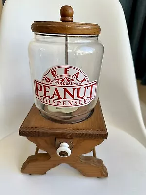 Great Carousel Peanut Dispenser Wood Glass Vintage • $29.99
