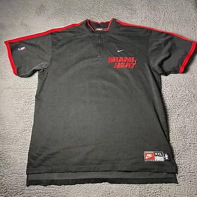 Vintage Nike Miami Heat Warm Up 1/4 Zip Pullover Mens 2XL Black Shirt Jersey • $19.88