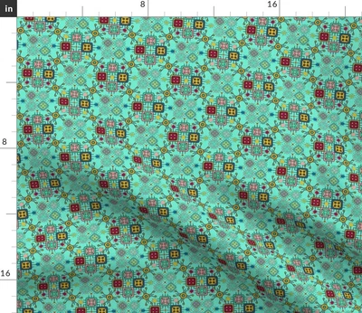 $13.60 • Buy Millenium Bug Computer Y2k Aqua Blue Tech Spoonflower Fabric By The Yard