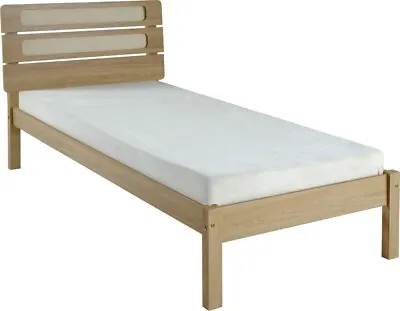 Santana 3ft Single Bed Frame In Light Oak And Rattan Effect • £148.49